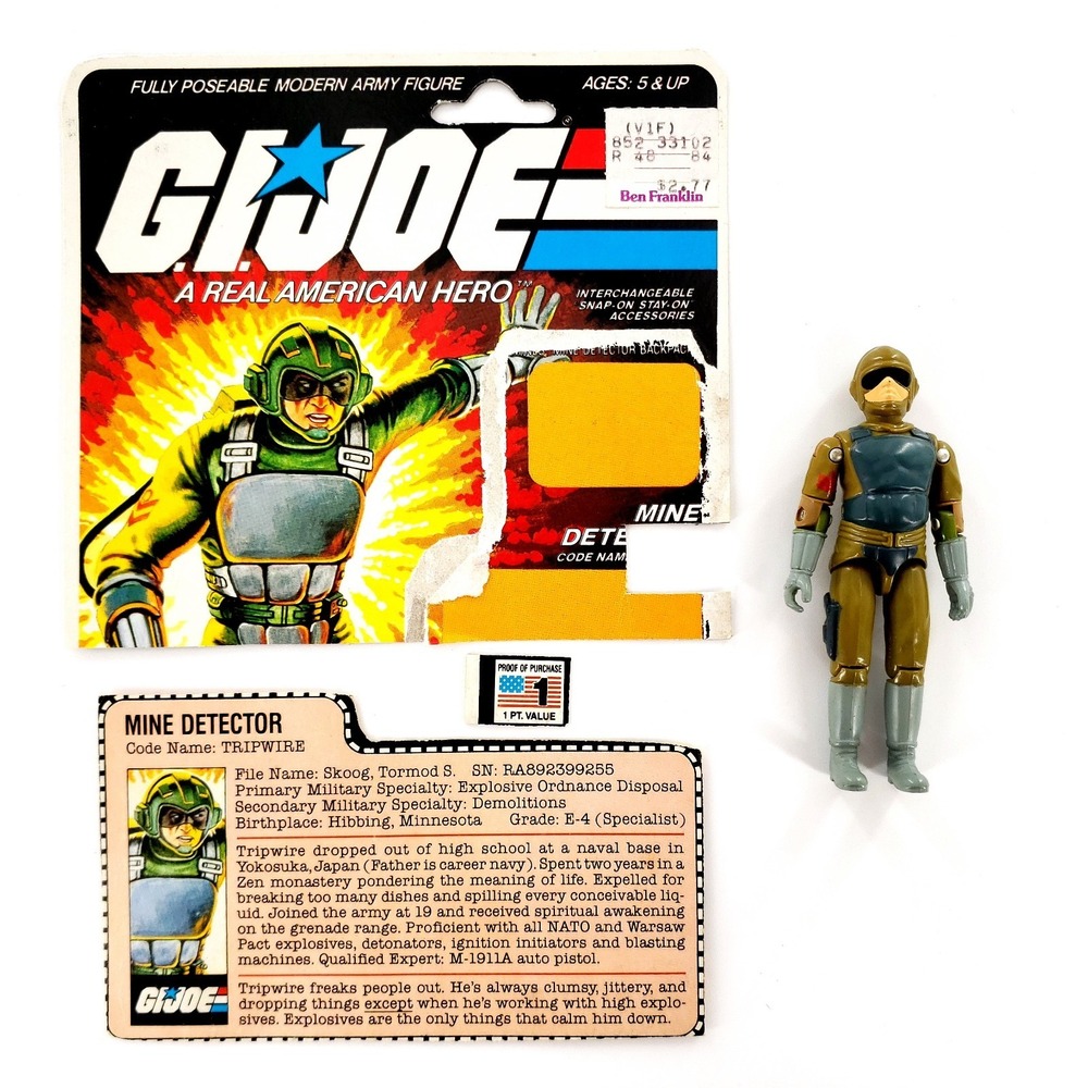 Vtg 1983 GI Joe Tripwire v1 Figure Incomplete w/ File Card New O Ring